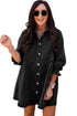 Buttoned Long Sleeve Denim Mini Dress